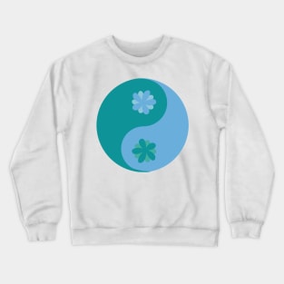 Floral yin yang in verdigris green and tranquil blue Crewneck Sweatshirt